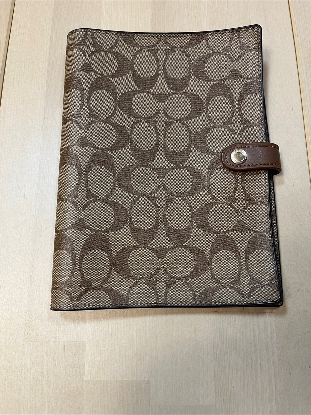 Coach Printed Coated Canvas & Vachetta Leather Print Brown & Tan Journal Cover